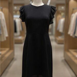 Chaps Black Midi Dress with Ruffle Sleeves